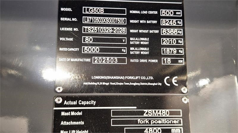 Carretilla elevadora eléctrica Lonking Lg50b Ny: foto 10