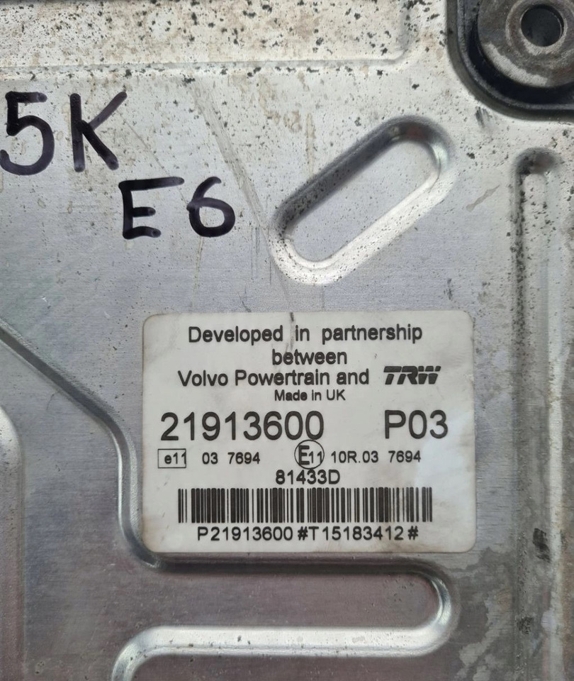 KASETA KOMPUTER SILNIKA RENAULT GAMA D VOLVO FL EURO 6 21913600 P02 21913600 P03 - Unidad de control: foto 5 KASETA KOMPUTER SILNIKA RENAULT GAMA D VOLVO FL EURO 6 21913600 P02 21913600 P03 - Unidad de control: foto 5