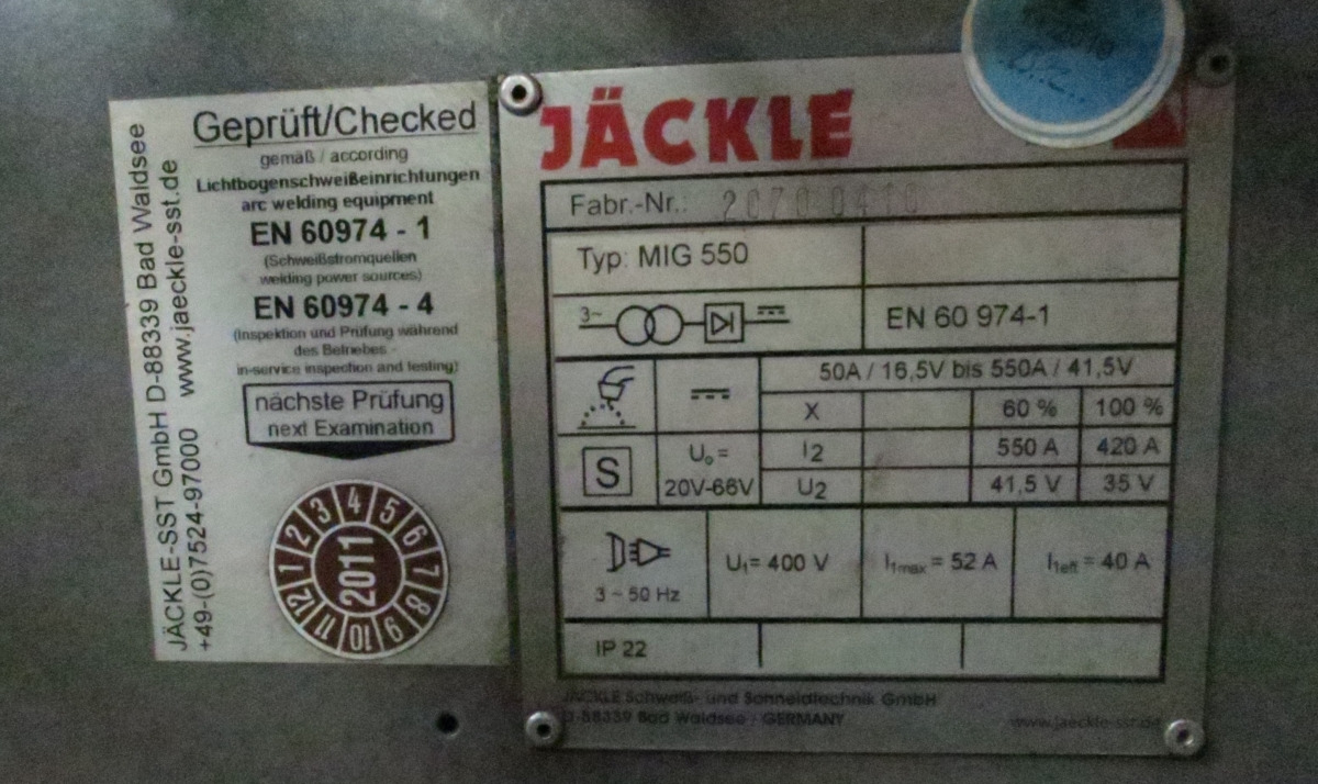 Jaeckle MIG 550 - Equipo de soldadura: foto 3 Jaeckle MIG 550 - Equipo de soldadura: foto 3