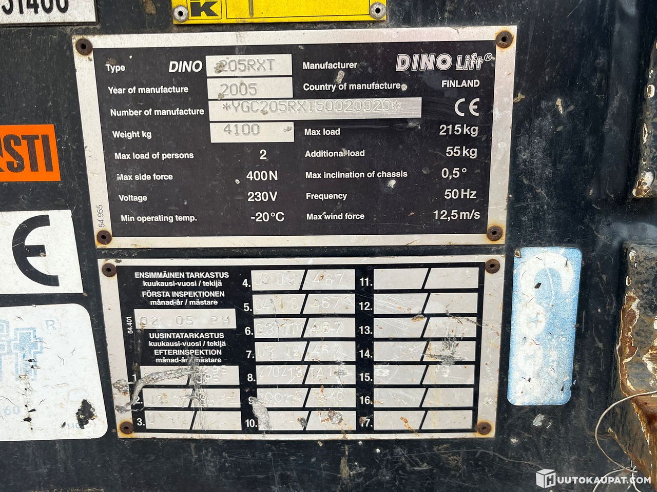 Dino 205RXT, Kuukulkija henkilönostin, Kymppi voimassa vuoteen 2029, Korjattavaksi, 2005, Vantaa - Plataforma elevadora remolcable: foto 5 Dino 205RXT, Kuukulkija henkilönostin, Kymppi voimassa vuoteen 2029, Korjattavaksi, 2005, Vantaa - Plataforma elevadora remolcable: foto 5