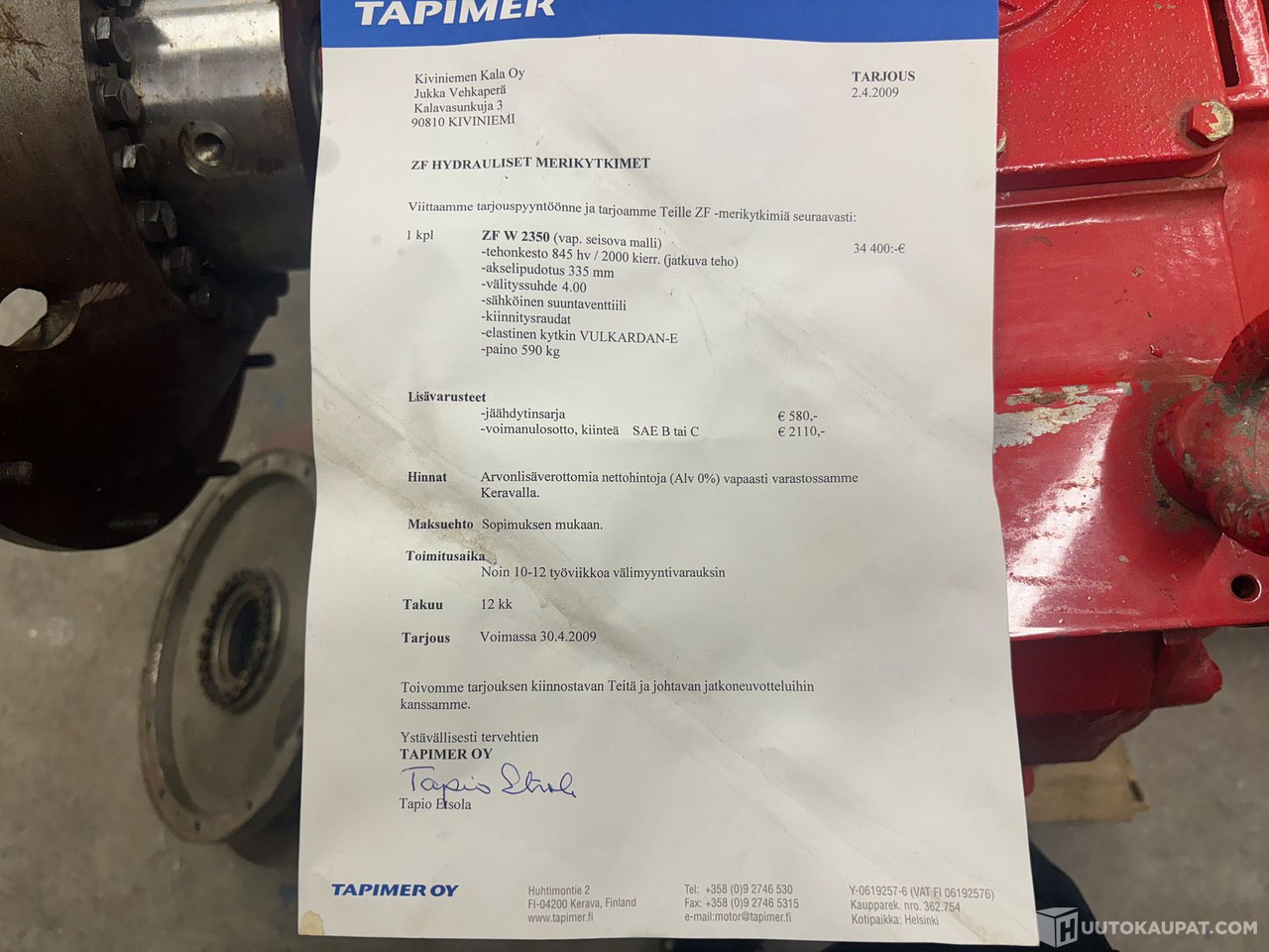 Merikytkin ZF W 2350 hydraulinen. UUSI käyttämätön., 2009, Oulu - Otra maquinaria: foto 3 Merikytkin ZF W 2350 hydraulinen. UUSI käyttämätön., 2009, Oulu - Otra maquinaria: foto 3