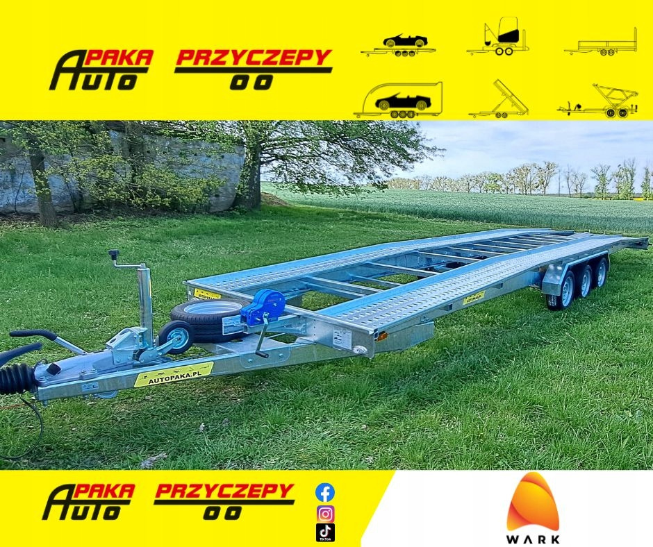 LAWETA Z NAJAZDAMI NA 2 AUTA 8,5x2M DMC 3500, 3 OSIE / CAR TRANSPORTER WITH RAMPS FOR 2 CARS 8.5x2M DMC 3500, 3 AXLES - Remolque portavehículos: foto 1 LAWETA Z NAJAZDAMI NA 2 AUTA 8,5x2M DMC 3500, 3 OSIE / CAR TRANSPORTER WITH RAMPS FOR 2 CARS 8.5x2M DMC 3500, 3 AXLES - Remolque portavehículos: foto 1