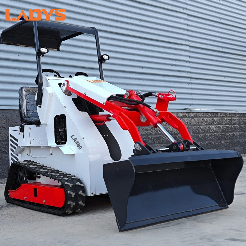 Minicargadora LADYS Free Shipping Mini Skid Steer Loader Compact Track Electric/Diesel Chinese Mini Skid Steer Loader For Sale With Mini Skid Steer Attachments 4 In 1 Bucket: foto 6