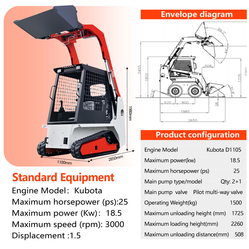 LADYS LA670 Mini Small Skid Steer Loader Compact Track Diesel Mini Skid Steer Loader For Sale With Small Mini Skid Steer Attachments 4 In 1 Bucket - Minicargadora: foto 3 LADYS LA670 Mini Small Skid Steer Loader Compact Track Diesel Mini Skid Steer Loader For Sale With Small Mini Skid Steer Attachments 4 In 1 Bucket - Minicargadora: foto 3