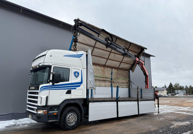 Camión caja abierta, Camión grúa Scania144G 6x2 *Juuri Katsastettu*: foto 1