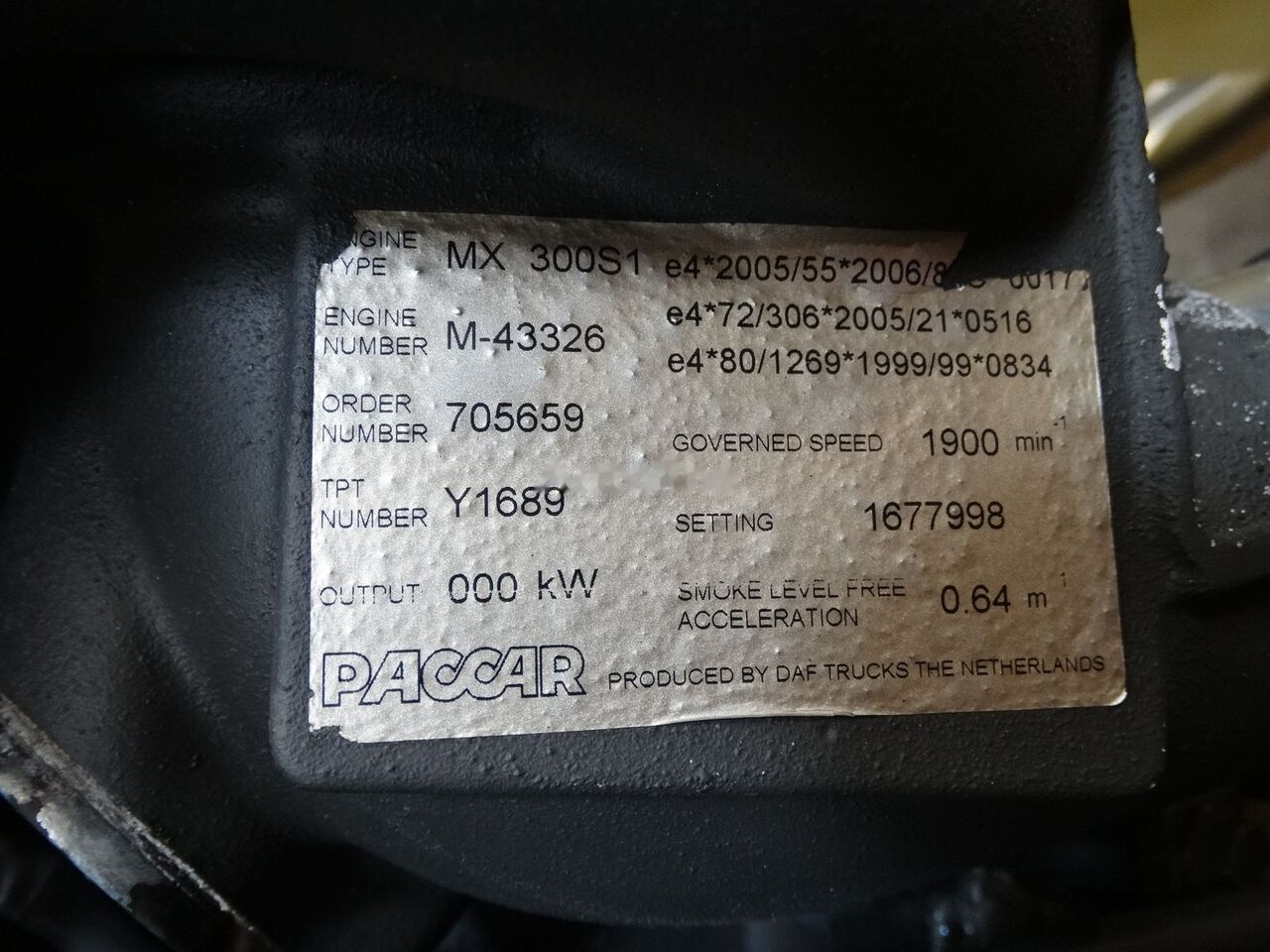 DAF MX300S1 410 DAF XF 105 - Motor para Camión: foto 5 DAF MX300S1 410 DAF XF 105 - Motor para Camión: foto 5