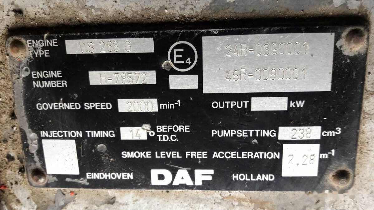 DAF WS268G   DAF 95 85 - Motor para Camión: foto 1 DAF WS268G   DAF 95 85 - Motor para Camión: foto 1