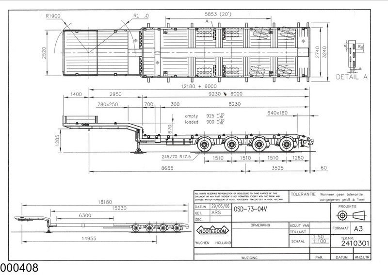 Nooteboom Lowbed 19.58 Meter, Extendable, Twistlocks, 82.750 KG - Semirremolque góndola rebajadas: foto 2 Nooteboom Lowbed 19.58 Meter, Extendable, Twistlocks, 82.750 KG - Semirremolque góndola rebajadas: foto 2