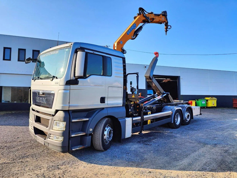 MAN TGX 26.400 6x2 Euro5 Container LEEBUR + Crane Effer 145 - Camión multibasculante, Camión grúa: foto 1 MAN TGX 26.400 6x2 Euro5 Container LEEBUR + Crane Effer 145 - Camión multibasculante, Camión grúa: foto 1