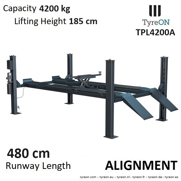 TPL4200A 4 columns alignment carlift - 4.8 meter runways - 4.2T - Equipo de taller: foto 1 TPL4200A 4 columns alignment carlift - 4.8 meter runways - 4.2T - Equipo de taller: foto 1
