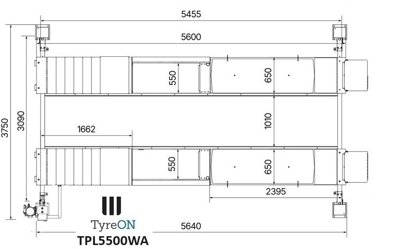 Equipo de taller TPL5500WA 4 post alignment lift - 5.6 meter runways - Fully integrated free wheels lifting system - 5.5T: foto 8