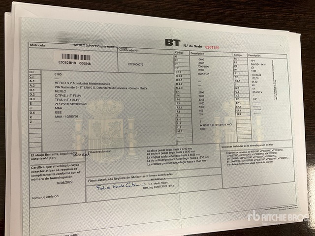 2022 Merlo TF45.11T-170 Telehandler - Manipulador telescópico: foto 2 2022 Merlo TF45.11T-170 Telehandler - Manipulador telescópico: foto 2