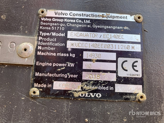 2018 Volvo EC140EL Tracked Excavator - Excavadora de cadenas: foto 2 2018 Volvo EC140EL Tracked Excavator - Excavadora de cadenas: foto 2