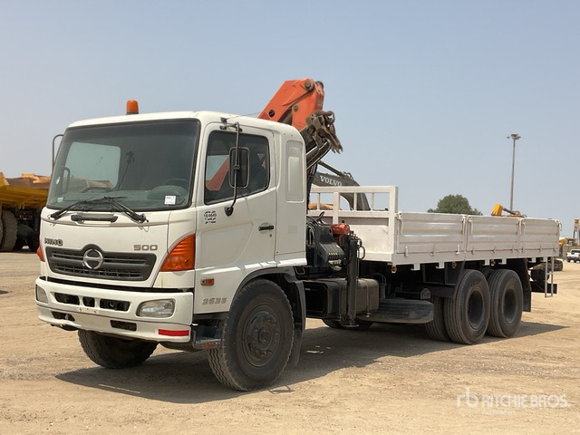2007 Hino 500 Palfinger PK1000 4.5 ton Knuckl ... Flatbed Truck with Crane - Camión caja abierta, Camión grúa: foto 1 2007 Hino 500 Palfinger PK1000 4.5 ton Knuckl ... Flatbed Truck with Crane - Camión caja abierta, Camión grúa: foto 1