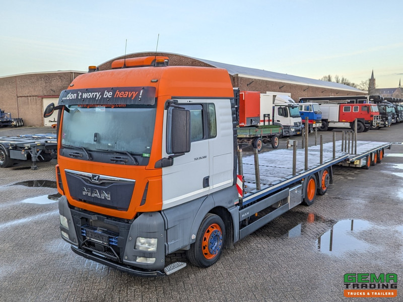 MAN TGX 26.500 6x2/4 LL Euro6 - Retarder + Recker FZ3 3-Assige Aanhanger - Uitschuifbaar - Camión portavehículos: foto 1 MAN TGX 26.500 6x2/4 LL Euro6 - Retarder + Recker FZ3 3-Assige Aanhanger - Uitschuifbaar - Camión portavehículos: foto 1