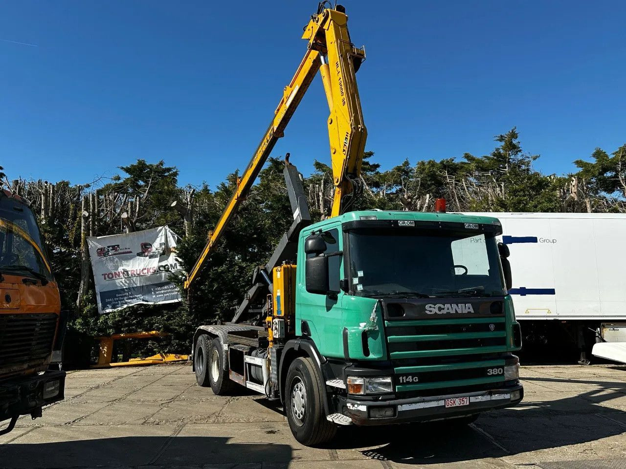 Scania P114-380 6X2 Ampirol + Heila 13000 5T Crane Manu - Camión portacontenedore/ Intercambiable: foto 1 Scania P114-380 6X2 Ampirol + Heila 13000 5T Crane Manu - Camión portacontenedore/ Intercambiable: foto 1
