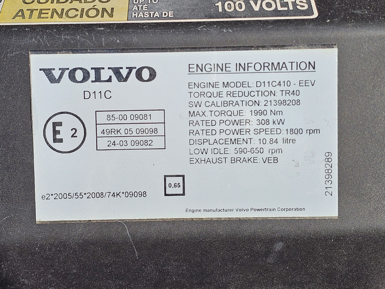 Motor VOLVO FM / D11C 410 EEV / COMPLETE ENGINE: foto 6 Motor VOLVO FM / D11C 410 EEV / COMPLETE ENGINE: foto 6