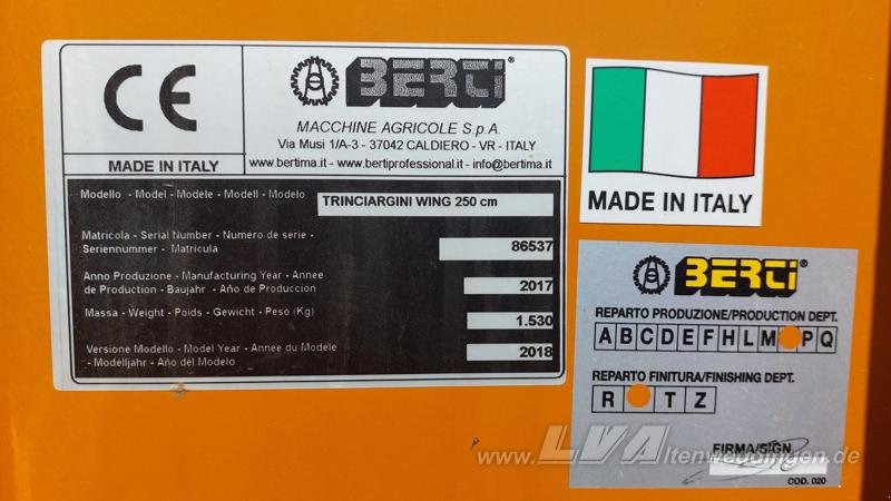 Desbrozadora de martillos/ Trituradora Berti TRINCIARGINI WING 250: foto 6 Desbrozadora de martillos/ Trituradora Berti TRINCIARGINI WING 250: foto 6