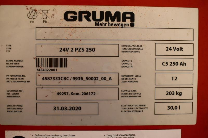 GRUMA 24 Volt 2 PzS 250 Ah - Acumulador para Equipo de manutención: foto 5 GRUMA 24 Volt 2 PzS 250 Ah - Acumulador para Equipo de manutención: foto 5
