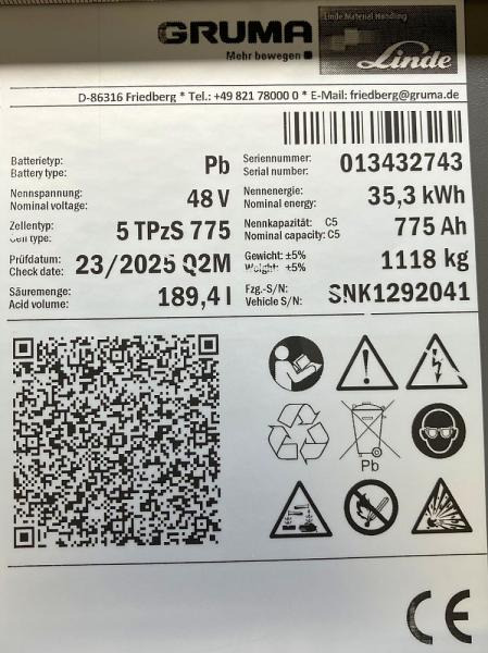 GRUMA 48 Volt 5 PzS 775 Ah - Acumulador: foto 5 GRUMA 48 Volt 5 PzS 775 Ah - Acumulador: foto 5
