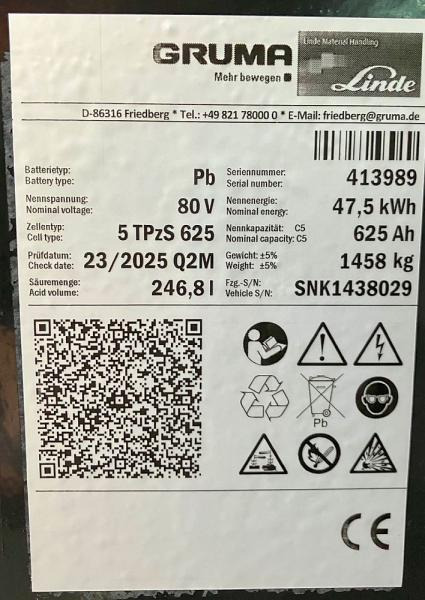GRUMA 80 Volt 5 PzS 625 Ah - Acumulador: foto 5 GRUMA 80 Volt 5 PzS 625 Ah - Acumulador: foto 5