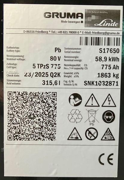 GRUMA 80 Volt 5 PzS 725 Ah - Acumulador: foto 5 GRUMA 80 Volt 5 PzS 725 Ah - Acumulador: foto 5