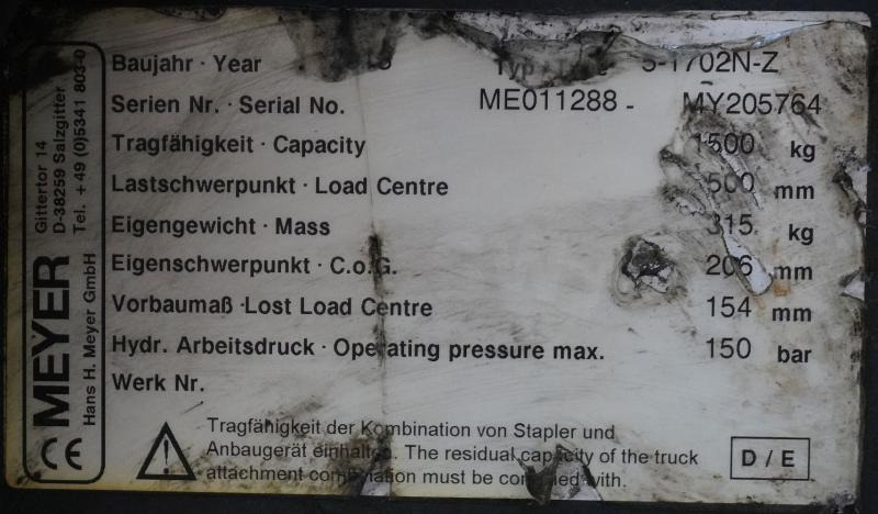 Meyer 5-1702N-Z, Breite: 900 mm - Horquillas: foto 5 Meyer 5-1702N-Z, Breite: 900 mm - Horquillas: foto 5