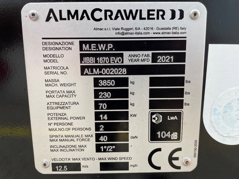 Almacrawler JIBBI 1670 EVO - Plataforma telescopica: foto 3 Almacrawler JIBBI 1670 EVO - Plataforma telescopica: foto 3