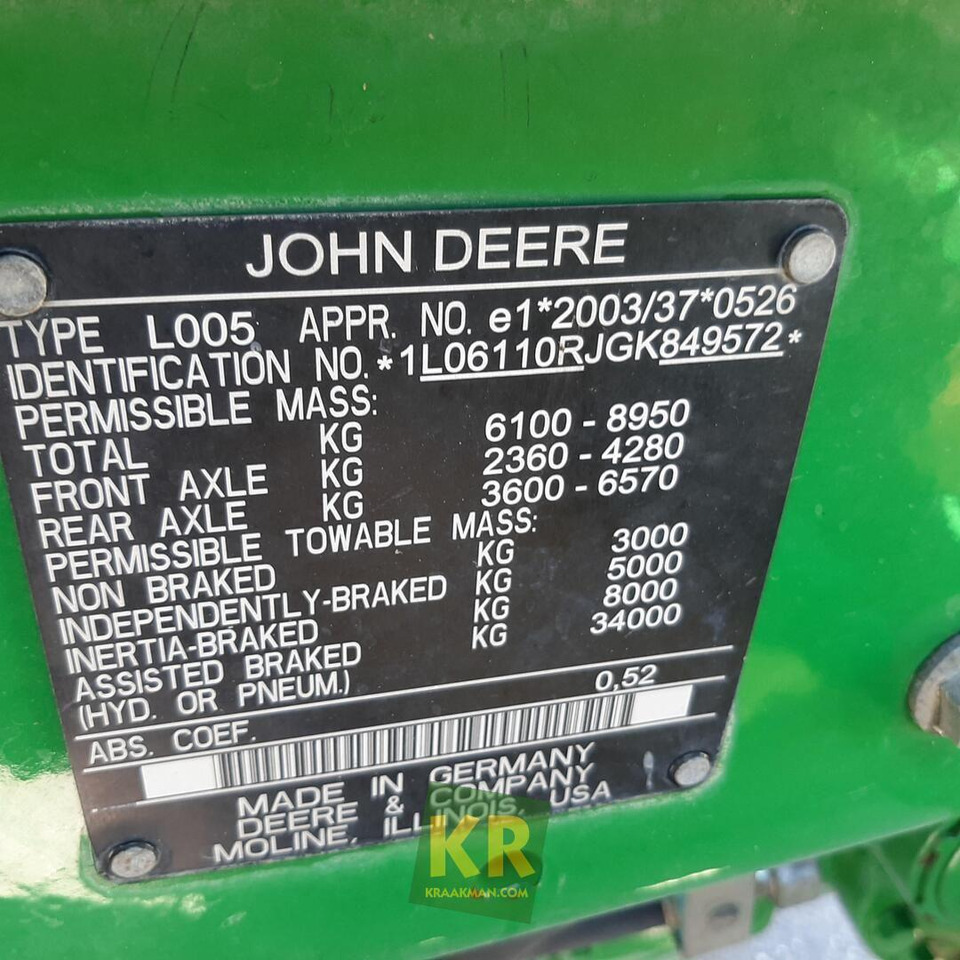 John Deere 6110R - Tractor: foto 3 John Deere 6110R - Tractor: foto 3