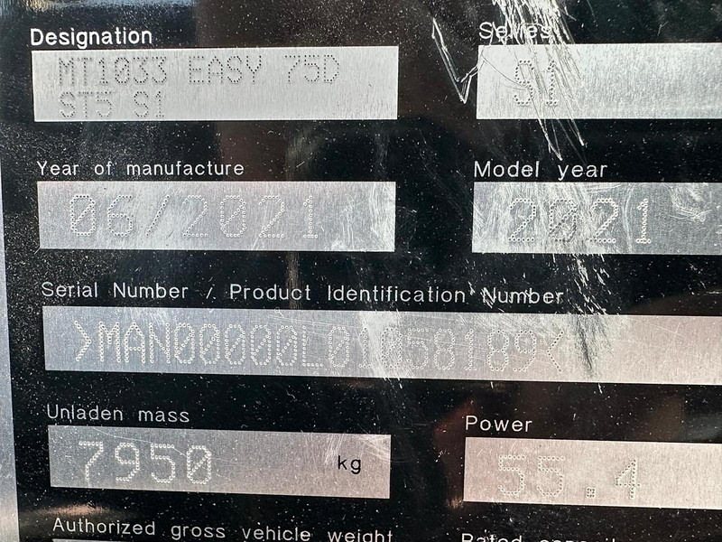 Manipulador telescópico Manitou MT1033 Easy 75D ST5 S1 Teleskoplader: foto 14 Manipulador telescópico Manitou MT1033 Easy 75D ST5 S1 Teleskoplader: foto 14