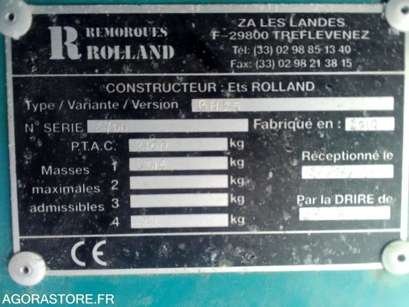 Remorque agricole Rolland basculante - Maquinaria de jardinería: foto 5 Remorque agricole Rolland basculante - Maquinaria de jardinería: foto 5