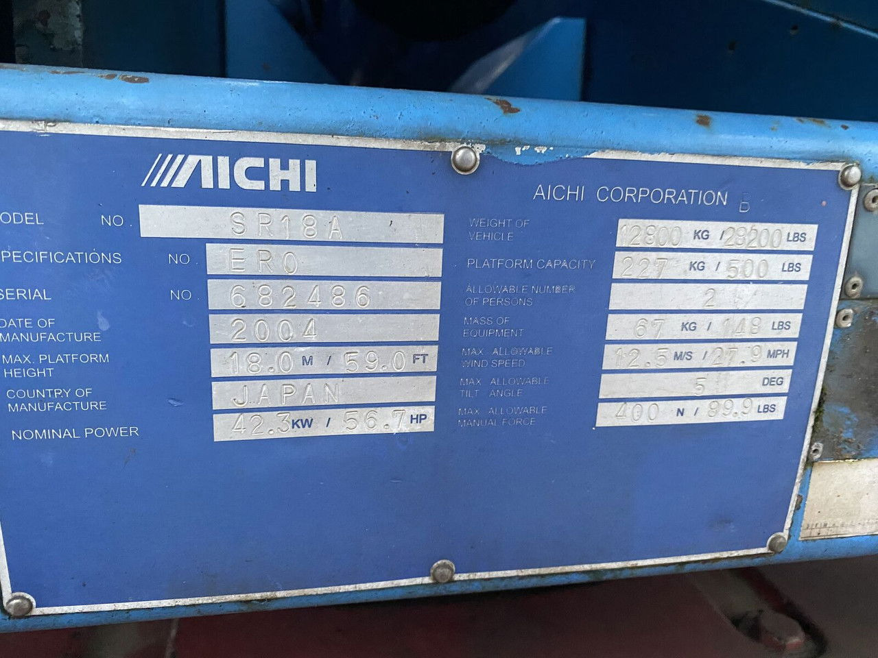 Aichi SR18A - Plataforma telescopica: foto 4 Aichi SR18A - Plataforma telescopica: foto 4