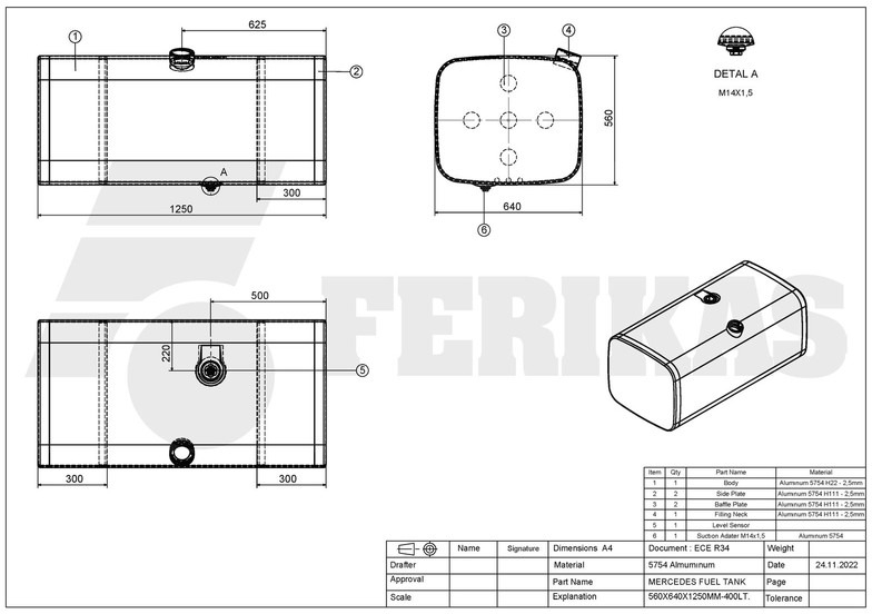 Depósito de combustible para Camión Mercedes-Benz New aluminum fuel tank 400L: foto 8 Depósito de combustible para Camión Mercedes-Benz New aluminum fuel tank 400L: foto 8