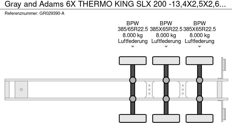 Semirremolque frigorífico Gray and Adams 6X THERMO KING SLX 200 -13,4X2,5X2,6 METER - BPW DRUM BRAKES: foto 17