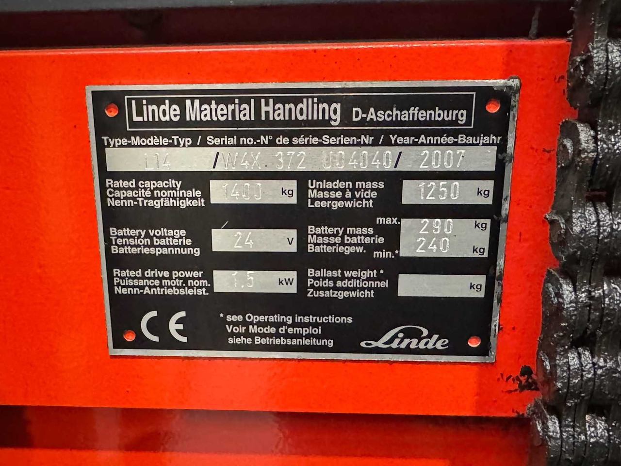 Carretilla elevadora 20/2017 SERVICE +UVV 09/2026 LINDE L14 1.400KG TRIPLEX 470CM PALLET TRUCK ANT 3.395 HOURS: foto 15