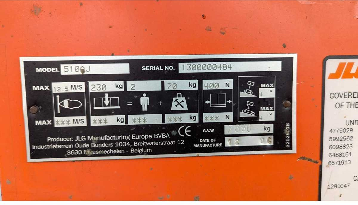 JLG - 510 AJ - AERIAL WORK PLATFORMS (NO. 69359) - 2004 - Plataforma elevadora: foto 5 JLG - 510 AJ - AERIAL WORK PLATFORMS (NO. 69359) - 2004 - Plataforma elevadora: foto 5