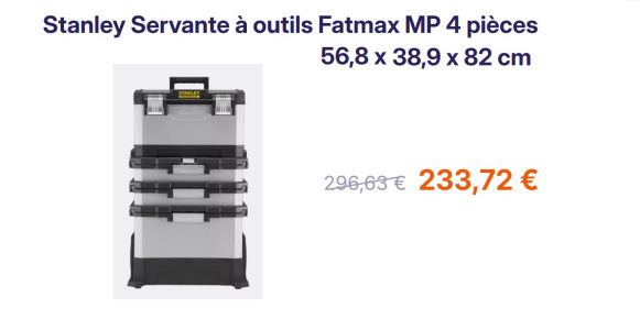 Servante d'atelier sur roulettes STANLEY FATMAX MP 4 pièces - Equipo de almacén: foto 1 Servante d'atelier sur roulettes STANLEY FATMAX MP 4 pièces - Equipo de almacén: foto 1