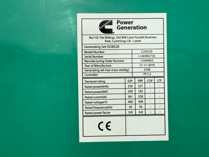 Cummins D250 D5 Stamford 250 kVA Silent generatorset 2019 ! - Generador industriale: foto 3 Cummins D250 D5 Stamford 250 kVA Silent generatorset 2019 ! - Generador industriale: foto 3