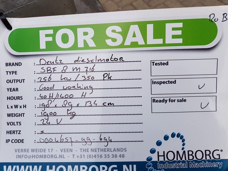 Motor para Maquinaria de construcción Deutz SBF8M716 Diesel motor 256 kW 350 PK Diesel engine: foto 14