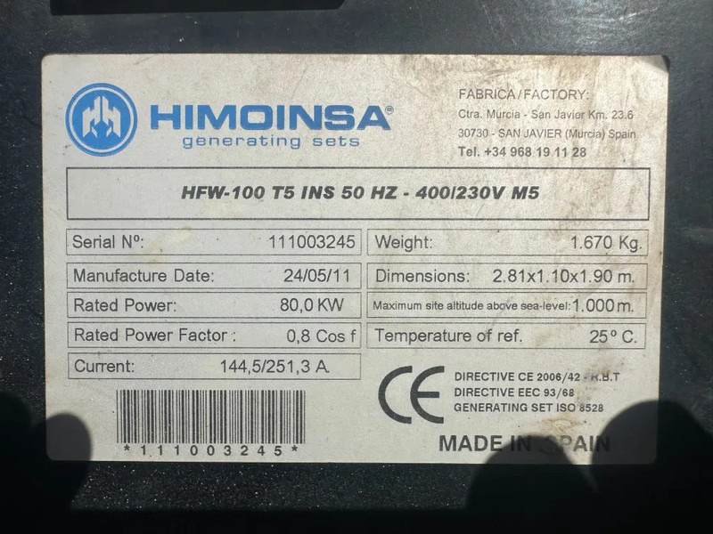 Himoinsa HFW 100 T5 Iveco Mecc Alte Spa 100 kVA Silent generatorset - Generador industriale: foto 5 Himoinsa HFW 100 T5 Iveco Mecc Alte Spa 100 kVA Silent generatorset - Generador industriale: foto 5