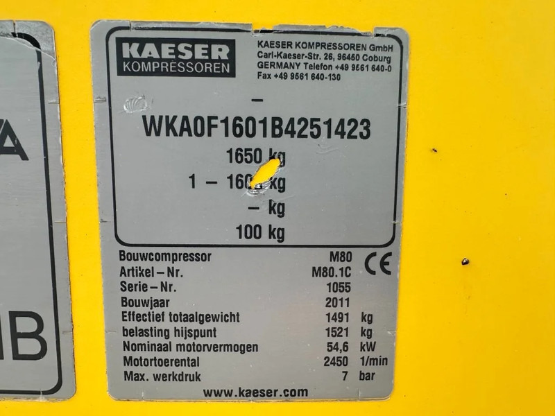 Kaeser M80 Kubota 8.1 m3 / min 7 Bar 55 kW Mobiele Silent Diesel Compressor - Compresor de aire: foto 4 Kaeser M80 Kubota 8.1 m3 / min 7 Bar 55 kW Mobiele Silent Diesel Compressor - Compresor de aire: foto 4