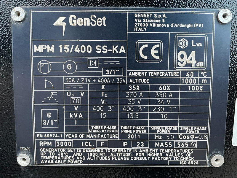 Kubota GenSet MPM 15/400 SS-KA 15 kVA 400 Amp Silent Las generatorset - Generador industriale: foto 4 Kubota GenSet MPM 15/400 SS-KA 15 kVA 400 Amp Silent Las generatorset - Generador industriale: foto 4