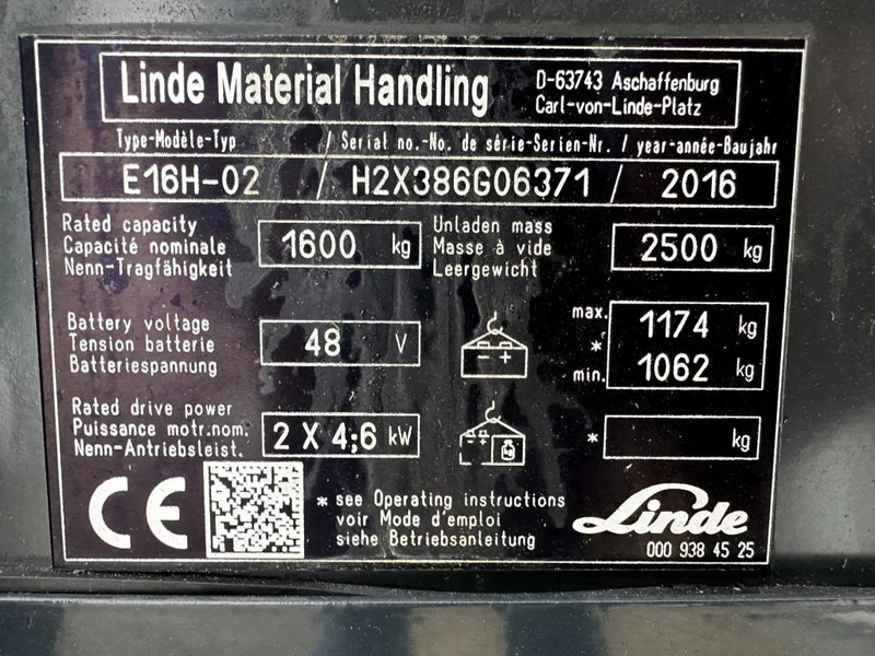 Linde E16H-02 1.6 ton Triplex Freelift Sideshift Elektra Heftruck 2016 - Carretilla elevadora eléctrica: foto 4 Linde E16H-02 1.6 ton Triplex Freelift Sideshift Elektra Heftruck 2016 - Carretilla elevadora eléctrica: foto 4