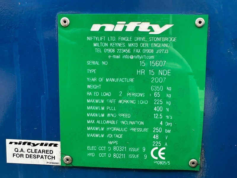 Niftylift HR 15 NDE Kubota Diesel Hybride Knikarm Hoogwerker 15.6 meter werkhoogte - Plataforma articulada: foto 3 Niftylift HR 15 NDE Kubota Diesel Hybride Knikarm Hoogwerker 15.6 meter werkhoogte - Plataforma articulada: foto 3