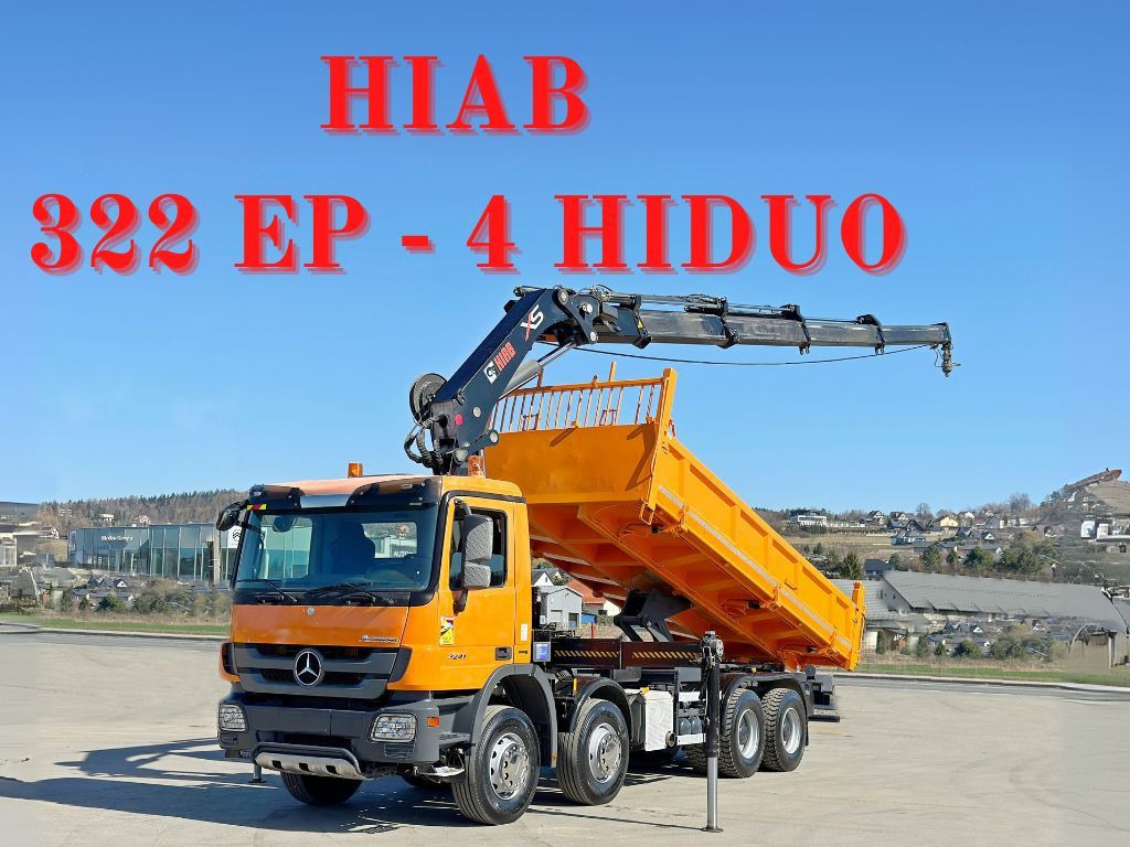 Mercedes-Benz ACTROS 3241 * HIAB 322 EP-4 HIDUO + FUNK / 8x4 - Camión volquete, Camión grúa: foto 1 Mercedes-Benz ACTROS 3241 * HIAB 322 EP-4 HIDUO + FUNK / 8x4 - Camión volquete, Camión grúa: foto 1