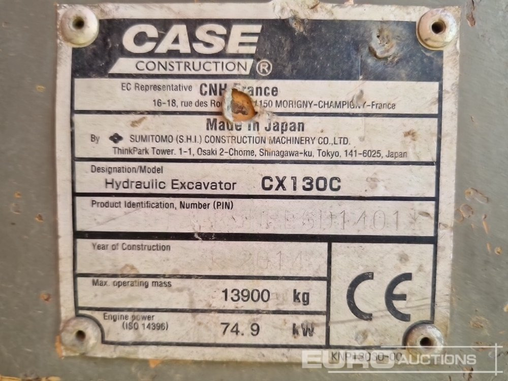 Excavadora de cadenas 2014 Case CX130C: foto 41