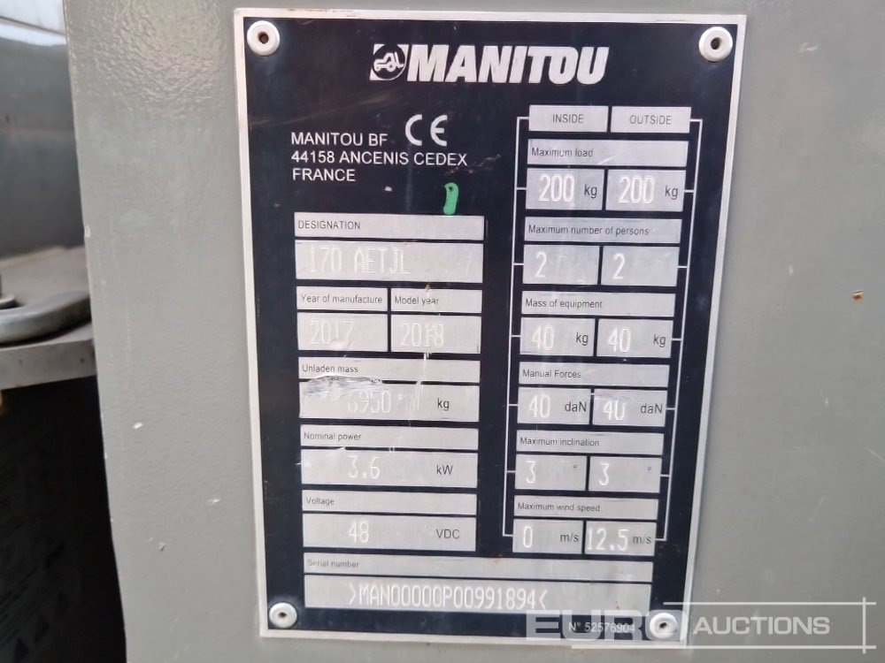 Plataforma elevadora 2017 Manitou 170AETJL: foto 29
