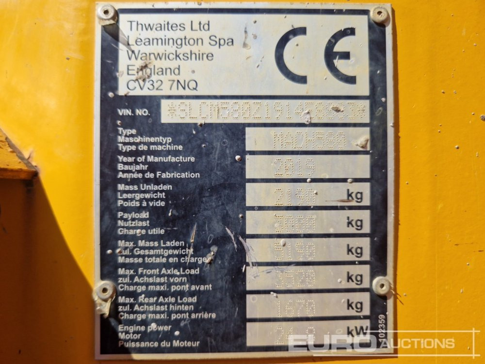 Minidumper 2019 Thwaites 3 Ton Swivel: foto 25