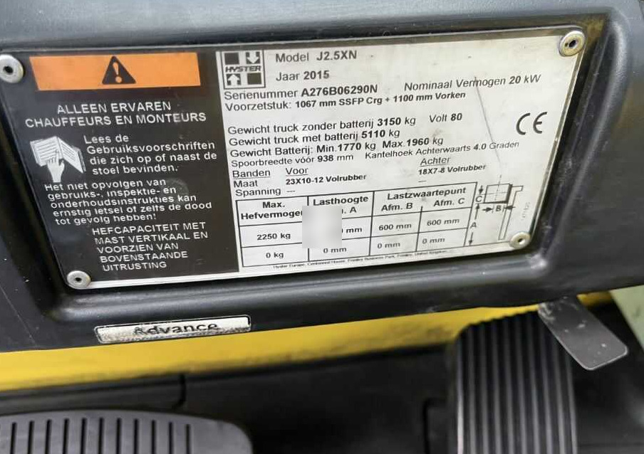 Hyster J2.5XN - Carretilla elevadora eléctrica: foto 4 Hyster J2.5XN - Carretilla elevadora eléctrica: foto 4