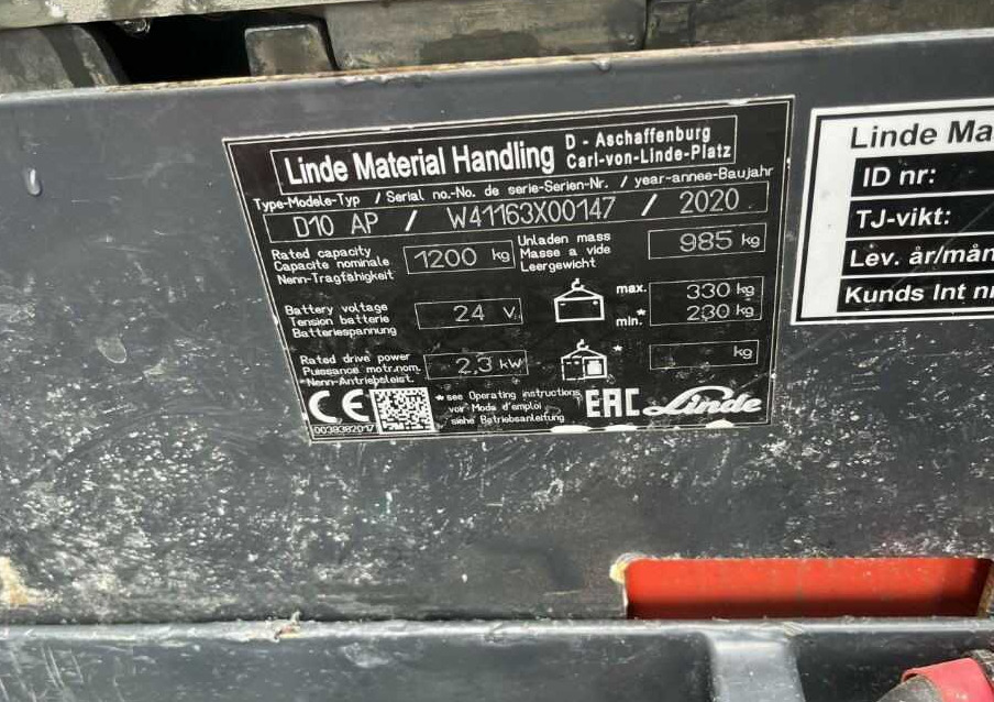 Linde D10AP - Apilador: foto 4 Linde D10AP - Apilador: foto 4